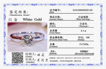 Nemokamai Siunčiami Pažymėjimą, Sidabro 925 Žiedo Originalus Baltas 18K Aukso Pt Vestuvių Juostoje 2.0 ct Cirkonis Deimantų Vestuvinis Žiedas Moterims PR417