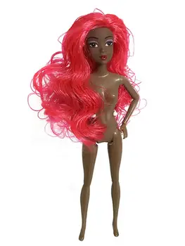 12 Colių Afrikos BJD Doll Baby Princess Lėlių Priedai Kilnojamojo Sąnarių Nuogas Kūnas Ilgi Plaukai Lėlės, Žaislai Mergaitėms 