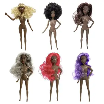 12 Colių Afrikos BJD Doll Baby Princess Lėlių Priedai Kilnojamojo Sąnarių Nuogas Kūnas Ilgi Plaukai Lėlės, Žaislai Mergaitėms 