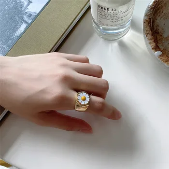 RUIYI Nekilnojamojo 925 Sterlingas Sidabro 18K Gold Europos Stiliaus Žiedai Moterų Gražus Tuščiaviduriai Lašas glazūra Drugelis Tulpių Ramunėlių Žiedai