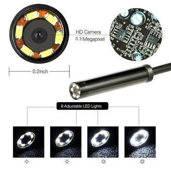 7/5.5 mm Objektyvas Endoskopą USB lankstus Gyvatė Vandeniui HD Vamzdžių Tikrinimo Kamera Borescope Endoskopą, Skirta 