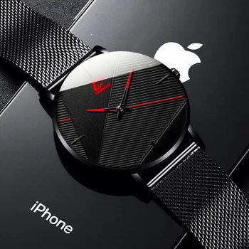 Vyrų Laikrodžiai 2020 Minimalistinio Vyrų Mados Laikrodžiai Paprasta Verslo Ultra Plonas Nerūdijančio Plieno Tinklelio Diržo Kvarco Žiūrėti reloj hombre