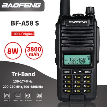 Baofeng BF-A58 S Tri-Band Walkie Talkie VHF UHF dviejų dažnių siųstuvas-imtuvas 3800mAh Nešiojama CB Kumpis Radijo 8W 10km Trys Būdu Radijo
