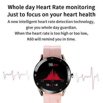 Smart Žiūrėti Moterims 2021 Naujas Širdies ritmas, Kraujo Spaudimas IP67 atsparus Vandeniui Msmart Essage Priminimas Smartwatch Vyrų K60 PK F22/F20