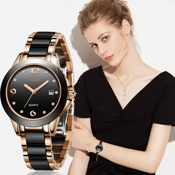 SUNKTA Naujų Moterų, Prabangos Prekės ženklo Žiūrėti Paprastas Kvarcas Lady Vandeniui Laikrodis Moterų Mados Atsitiktinis Laikrodžiai Laikrodis reloj mujer+Box