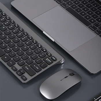 2.4 G Bevielio Silent Klaviatūrą ir Pelę Mini Slim Multimedia Keyboard Mouse Combo Set 1600DPI Už Notebook Laptop KOMPIUTERIO