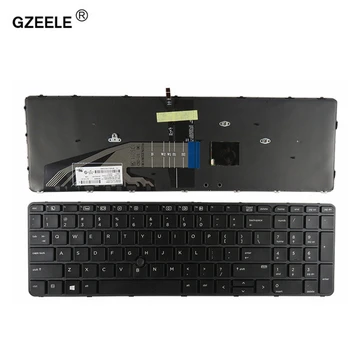 GZEELE Naujas HP Probook 650 G2 655 G2 JAV juodos spalvos nešiojamojo kompiuterio klaviatūra su apšvietimu, su Rodykle, Blizgus Rėmas MUMS apšvietimas
