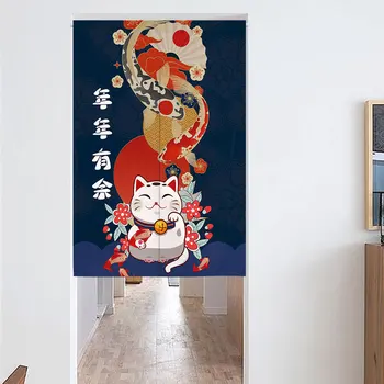Kinijos Pasisekė Katė Fengshui Durų Užuolaidos Dekoratyvinis Virtuvės, Miegamojo, Restoranas Įėjimo Noren Pusė Duris, Užuolaidos