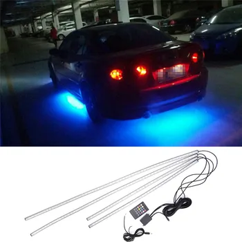 HotSale Muzikos Nuotolinio Valdymo RGB LED Juostelės Pagal Automobilio Vamzdis Underglow Underbody Sistema Neoninė Šviesa DC12V 15V 5050