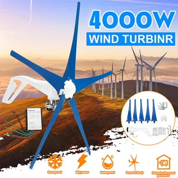 Karšto Vėjo Turbinos Generatorius 4000W 12V/24V 5 Peiliukai Horizontalios Vėjo Generatorius Su vėjo malūno Valdytojas Energijos Turbinos Mokestis