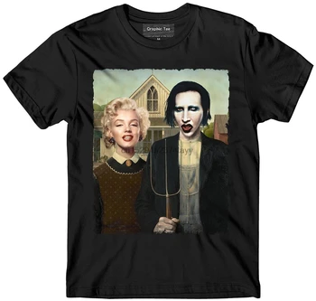 Medvilnės Kietas Vyras Naujų Populiarus Juokingi Marilyn Monroe Ir Manson Premium Minkštos Medvilnės marškinėliai
