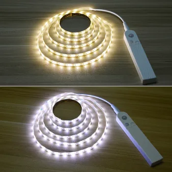 Lanksti LED Pagal Virtuvės, Spintos, šviesos, Judesio Jutiklis, Miegamojo Lova, lempa 1m 2m 3m USB LED Juosta Spinta Laiptų TV Apšvietimas