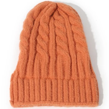 Nauja, moterų žiemos skrybėlę šilta kepuraitė twist mezgimo skrybėlės aukštos kokybės medvilnės ponios Skarelė skrybėlę slouchy beanie moteriška apsidraudimo kepurės