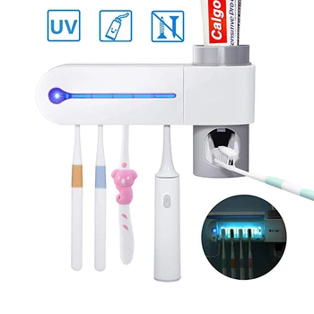 Antibacteria Ultravioletinių 2 in 1 UV Lemputė Automatinis Dantų pastos Dozatorius dantų šepetėlį Turėtojas Sterilizer Vonios Aksesuarų Rinkinys