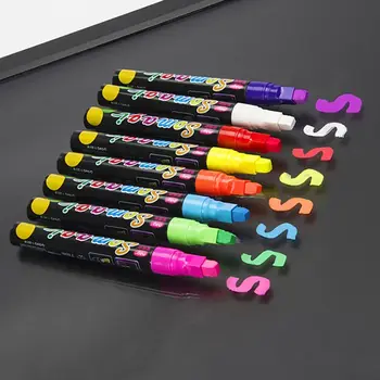 8 Spalvų žymėjimo įrankis Fluorescencinis Skystis Žymeklio Kreida Neon Pen LED Rašymo Lenta Lentos, Stiklo Dažymas Grafiti Biuras