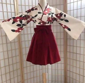 Kimono Sakura Mergina Japonų Stiliaus Gėlių Spausdinti Vintage Suknelė Moteris, Japoninės Kamelijos Mėgsta Kostiumas Haori Yukata Azijos Drabužiai