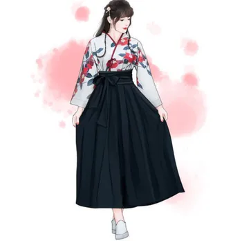Kimono Sakura Mergina Japonų Stiliaus Gėlių Spausdinti Vintage Suknelė Moteris, Japoninės Kamelijos Mėgsta Kostiumas Haori Yukata Azijos Drabužiai