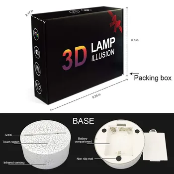 LED Smegenų 3D Lempos Kūrybos 3D Vizualizacija Optinė Iliuzija Vaikų, Miegamojo, Stalo, Naktį Šviesos 7 Spalva Keičiasi 3d šviesos armatūra