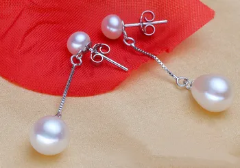 HENGSHENG 2019 Dvigubai auskarai moterims, Lašas Auskarai, 925 Sidabras pendientes papuošalai dvigubo dydžio natūralių perlų cc bijous