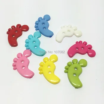 1000pcs Mišrios Plastikinės Sagos Pėdos Formos Siuvimo Mygtuką Puošmenų Scrapbooking Baby Shower Amatų Cardmaking 21x18mm