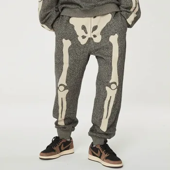 Kaukolės Modelis Poilsiu Sweatpants Mens Harajuku Raišteliu Negabaritinių Streetwear Atsitiktinis Kelnės Prarasti Terry Prakaito Kelnės Vyrams