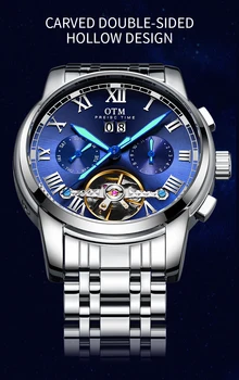 Laikrodžiai Vyrai Automatinis Mechaninio Judėjimo Prabanga Lydinio, atsparus Vandeniui Sustiprintas Stiklo Smagratis Laikrodis Žmogui
