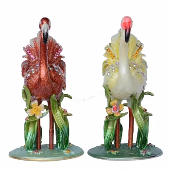Unikalių Alavas Flamingo Pakabukas Papuošalų Dėžutė Paukščių Figūrėlės Statulos Kūrybos Dovanų, Derliaus Stalo