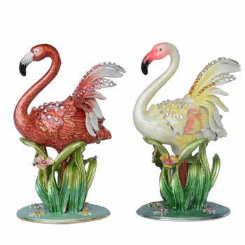 Unikalių Alavas Flamingo Pakabukas Papuošalų Dėžutė Paukščių Figūrėlės Statulos Kūrybos Dovanų, Derliaus Stalo