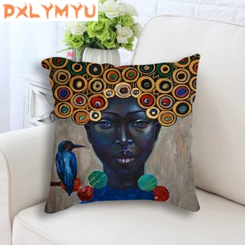 Afrikoje Dekoratyvinė Pagalvėlė Padengti Tradicinės Kultūros Meno Apdailos Pagalvėlė Padengti Afrikos Moteris, Abstrakčiai Mesti Pagalvės Užvalkalą