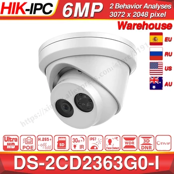 Hikvision Originalus ir OEM 6MP Camera DS-2CD2363G0-aš H. 265 Veido Aptikti Tinklo IP Kamera su POE CCTV Saugumo Kameros SD Kortelės Lizdas