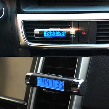 2in1 Automobilių Skaitmeninių LCD Laikrodžių ir Temperatūros Mėlyna Apšvietimas KIA Rio Ceed Sportage Mazda 3 6 Cx-5 