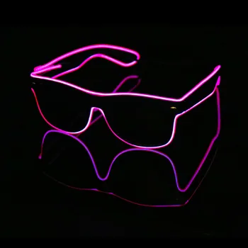Mėlyna el stiklai El Viela Mados Neon LED Šviesos Iki Užrakto Formos Švyti Rave Kostiumas Šalis DJ Šviesus Akiniai + Baterijos