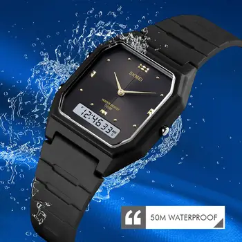 Mados vyriški Laikrodžiai Elektroninių Laikrodžių Prekės ženklo SKMEI Riešo Žiūrėti Paprasto Dizaino Ciferblatas Dvigubas Laikas Skaitmeninių Laikrodžių Vyrams, Moterims