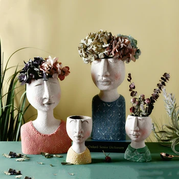 Meno portretas skulptūra vazonas Šiaurės Kūrybos džiovintų gėlių kompozicijų vaza Namų, Sodo puošmena Gėlės Sodinamoji Bonsai Puodą