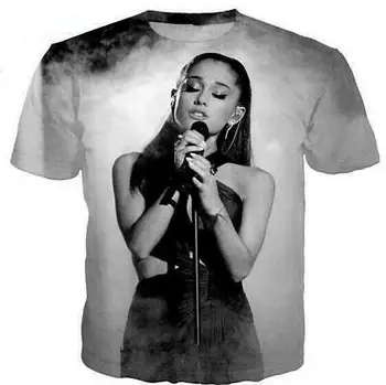 Mados Dainininkas Ariana Grande 3D Spausdinimo Laisvalaikio T-Shirt Moterims, Vyrams trumpomis Rankovėmis Viršuje Tees
