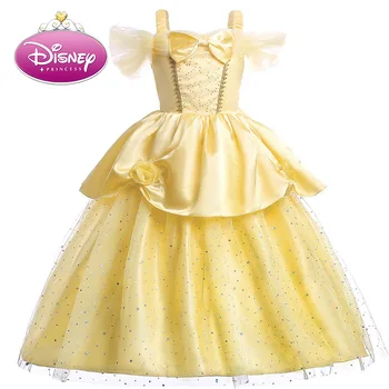 Disney Princesė Mergaitės Suknelė, Vaikams, Suknelės Mergaitėms Kalėdų Dress Up Kostiumas Šalis Gražuolė Mergina Drabužius Lankas 3D Gėlių Dizainas