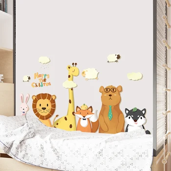 Animacinių Filmų Mielas Gyvūnų Laimingi Vaikai Sienų Lipdukai Vaikų Kambarys Gyvenamasis Kambarys Miegamasis Dekoro Tapetai Vinilo Sienos Lipdukai Meno Plakatas