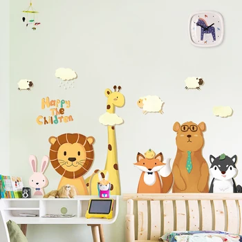 Animacinių Filmų Mielas Gyvūnų Laimingi Vaikai Sienų Lipdukai Vaikų Kambarys Gyvenamasis Kambarys Miegamasis Dekoro Tapetai Vinilo Sienos Lipdukai Meno Plakatas