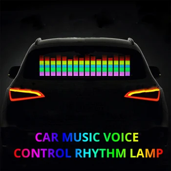 Automobilio LED Lipdukas Muzikos Ritmas, LED Blykstė, Šviesos Lempa, Automobilių Galinis Stiklas Dekoratyvinės Šviesos Įjungta Garso Ekvalaizeris 12V