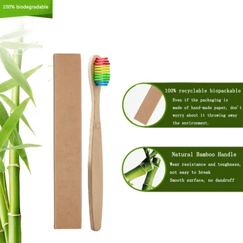 10vnt Soft Bristle Vaikų Bambuko dantų šepetėliai EcoFriendly Burnos Priežiūros Kelionės dantų šepetėlį vaivorykštės spalvų Vaikas bambuko dantų šepetėliai