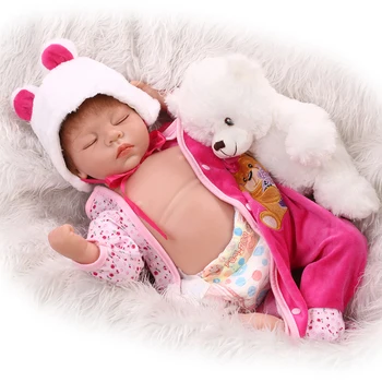 NPK Silikono lėlės Reborn Baby nekilnojamojo lėlės Miega Kūdikiai su Vinilo Pilvo lokys 55cm Žaislai Mergaitėms Brinquedos Bonecas Atgimsta