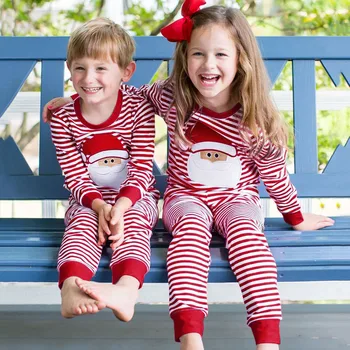 Kalėdų Kūdikių Drabužiai Nustatyti Bamblys Kūdikių Merginos Kalėdų Santa Dryžuotas Viršūnes+Kelnės Pižama Sleepwear Vaikai Kalėdos Pižama Komplektas Komplektai