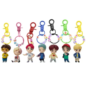 7PCS/set Bangtan Berniukai Modelis Animacinių filmų Anime Lėlės PVC Keychain Veiksmų Skaičiai paketų prižiūrėtojų raktinę Bt Vaikai