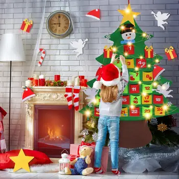 Behogar Pajuto Advento Kalendorius Kalėdų Eglutė Atgalinės atskaitos Kabinti Kalėdų Papuošalai su Šviesos Vaikams Kalėdos Sienų Papuošimai