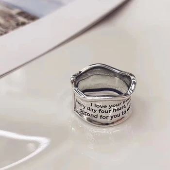 Kinel Naujas Nekilnojamojo 925 Sterlingas Sidabro anglų kalbos Abėcėlę Žiedai Moterims Atidaryti Piršto žiedą Mados Vestuvių Juostoje Dovanos, Papuošalai