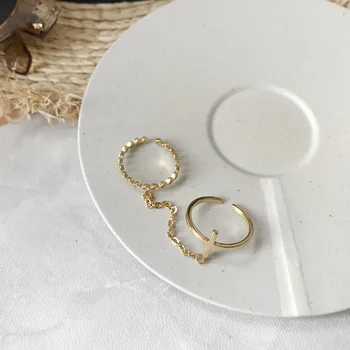 925 sterlingas sidabro žiedas su cirkono aukso mados kryžiaus blizga, su 2 žiedais, tendencija moterų ranką sidabro papuošalai