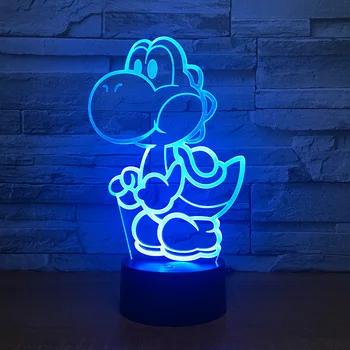 Yoshi Mario 3D LED USB Lempa Animaciją Žaidimas Pav Super Akrilo Naujovė Kalėdų Apšvietimo Dovana RGB Jutiklinis Nuotolinio valdymo pultelis Žaislai