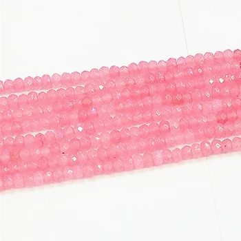 Puikus rožinis kristalas akmens chalcedony vienas 2*4mm rondelle briaunuotas abacus prarasti karoliukai papuošalai priėmimo 15inch B560