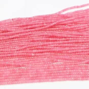 Puikus rožinis kristalas akmens chalcedony vienas 2*4mm rondelle briaunuotas abacus prarasti karoliukai papuošalai priėmimo 15inch B560