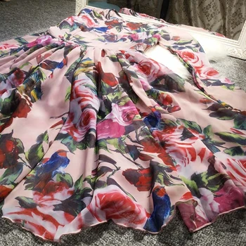 Naujas Namų Rose Hummingbird Atspausdintas Šifono suknelė